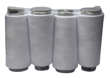 Pack 4 cônes 2500mts Fil à coudre PES 120 blanc
